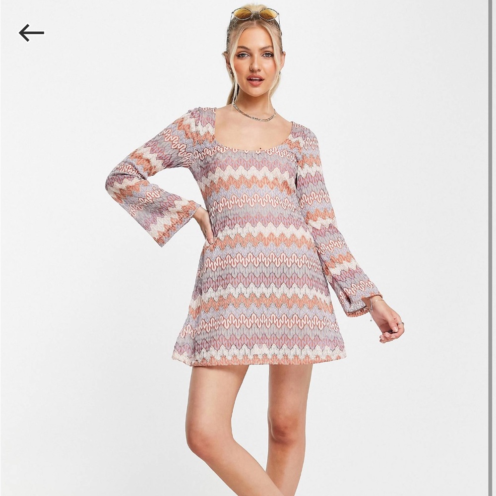 NWOT ASOS Chevron Crochet Mini Dress